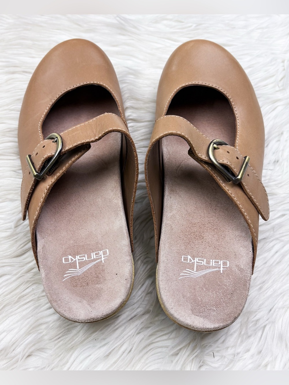 Dansko Martina Mule Mary Jane Slide Clog Beige Leather Orthopedic Arch Support 9 - Picture 7 of 11